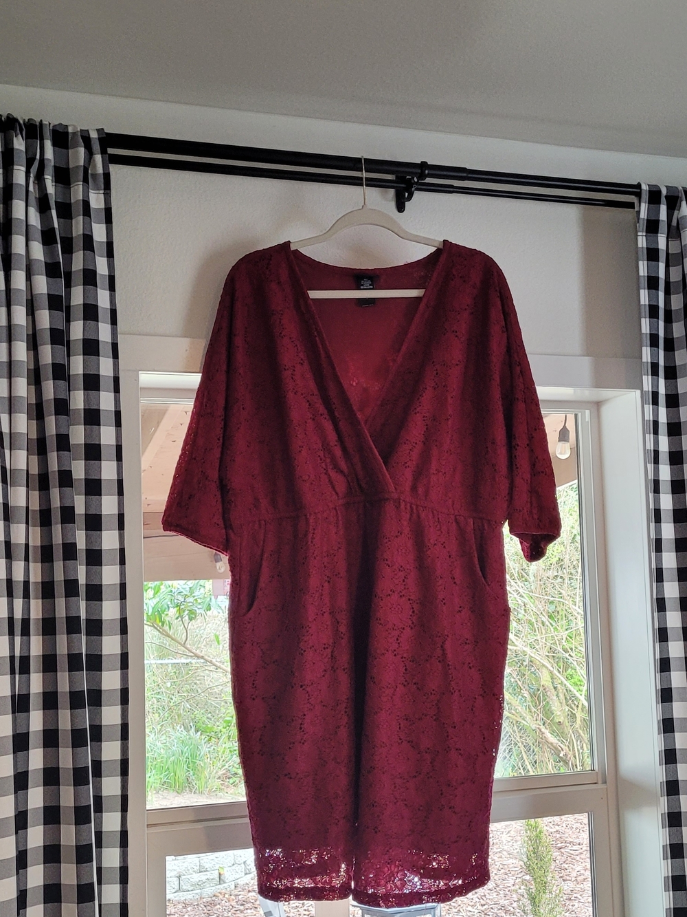 Torrid Burgundy Lace Midi Dress with V-Neck